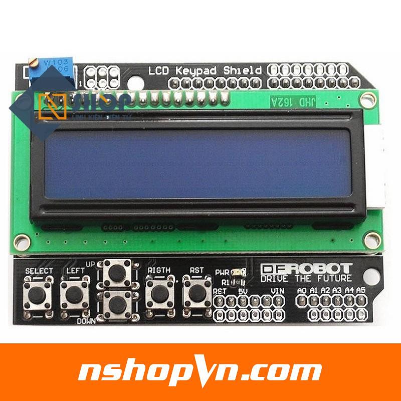 LCD1602 Keypad Shield tương thích arduino UNO, Mega hiển thị 2 dòng 16 kí tự có nút điều khiển tích hợp