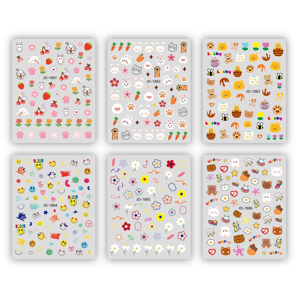 Miếng Dán Trang Trí Móng Tay Họa Tiết Hoạt Hình 3D Dễ Thương Thời Trang Mùa Hè