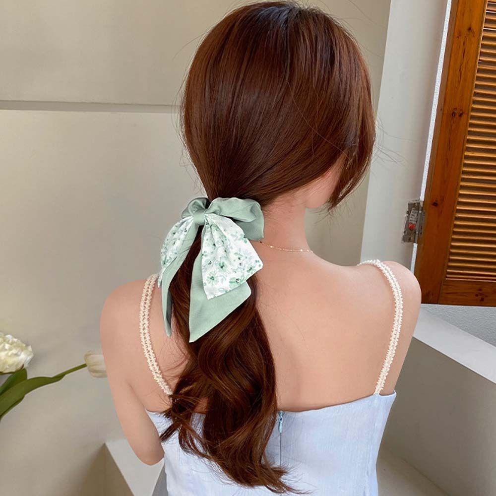 Dây Buộc Tóc Vải Voan In Hoa Ruy Băng Kiểu Hàn Quốc Đơn Giản