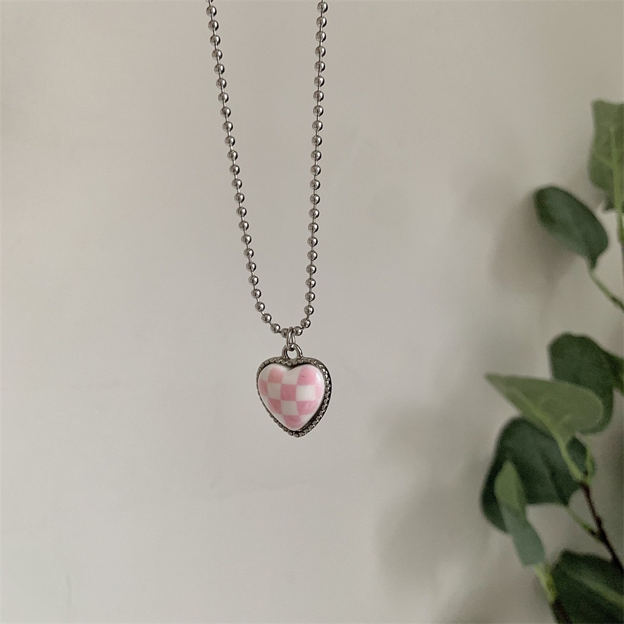 Vòng cổ thép titan mặt hình trái tim phong cách hip hop hàn quốc đơn giản trẻ trung