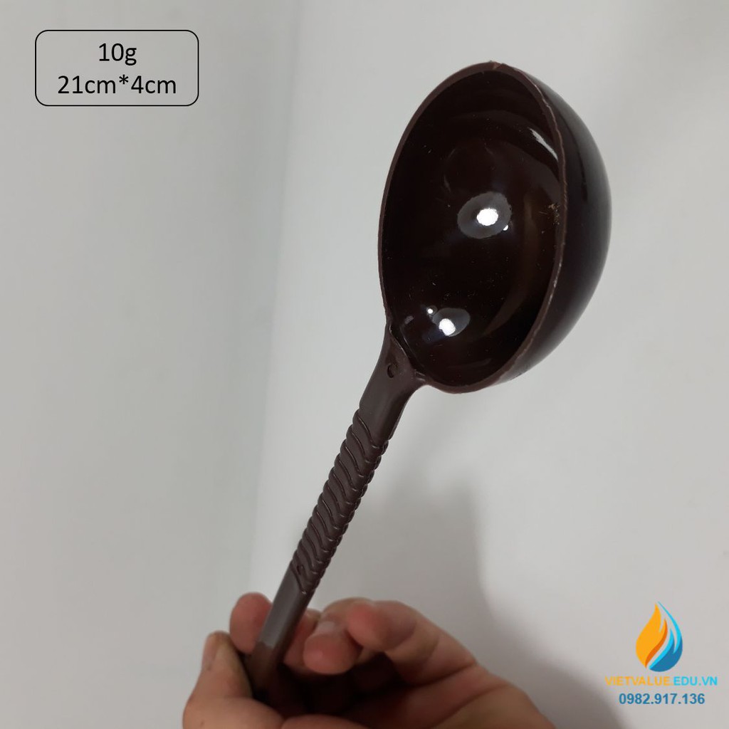 Thìa nhựa đong xúc mẫu, lượng đong 10gam cafe, kích thước dài 21cm, miệng 4cm