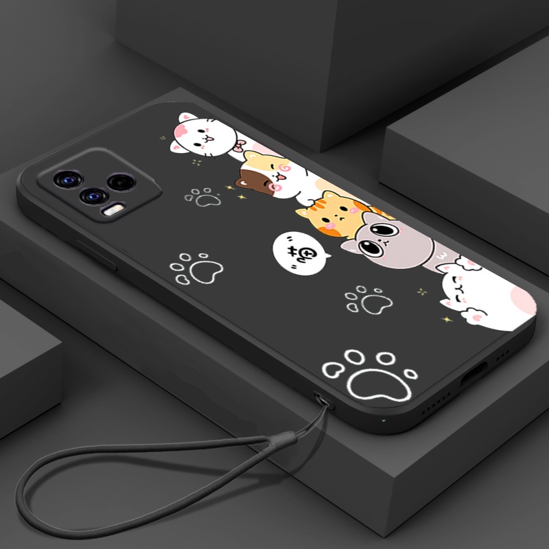 Ốp lưng VIVO Y21 VIVO Y21S VIVO Y33 Ốp Điện Thoại Silicon Mềm In Hình Mèo Cho VIVO Y21 VIVO Y21S VIVO Y33 DZMM01 viền vuông cute
