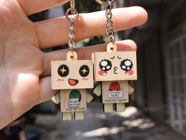 Combo 500 móc khóa gỗ danbo in màu