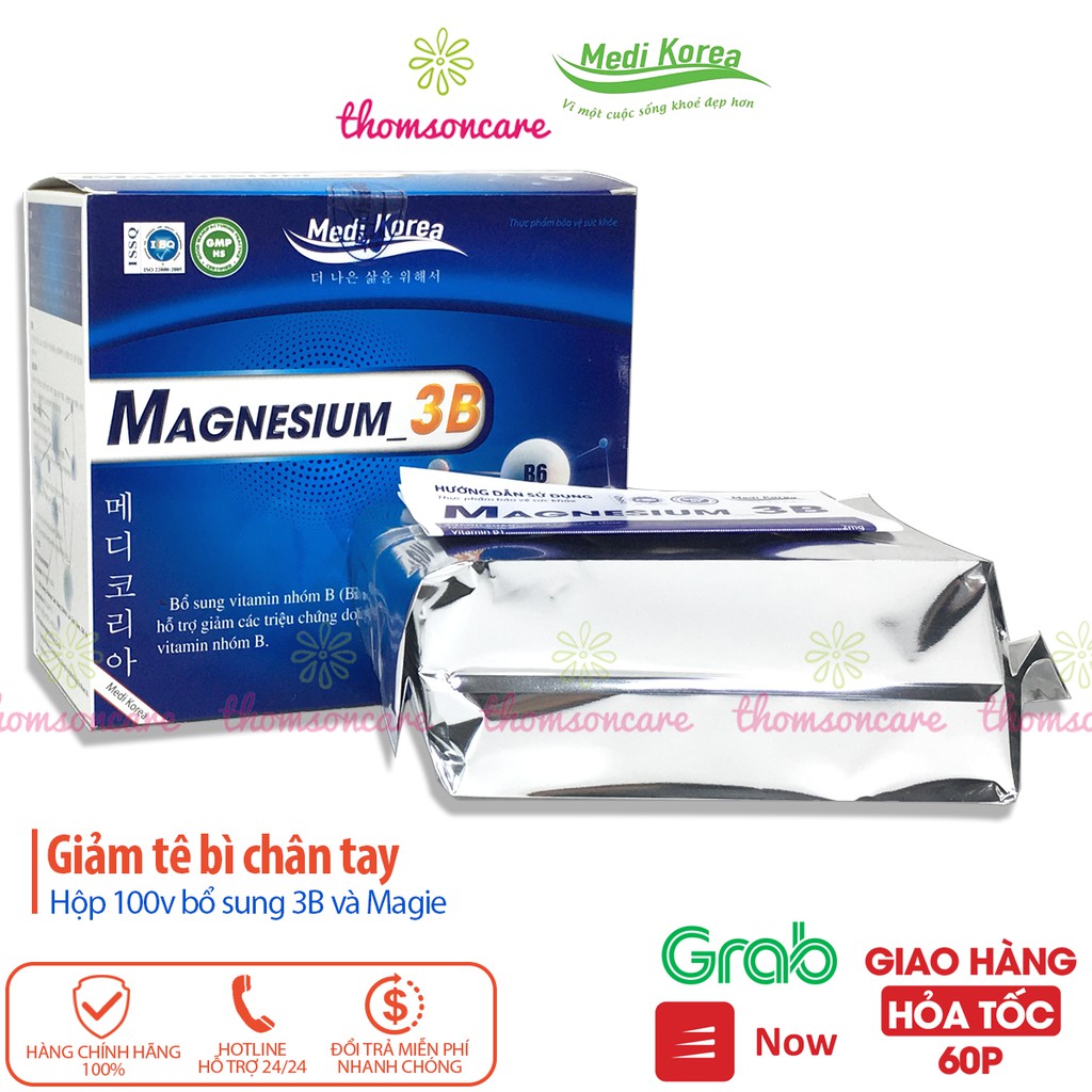 Bổ sung Magie và vitamin 3B - magnesium 3B - hỗ trợ giảm tê bì chân tay - Hộp 100 viên
