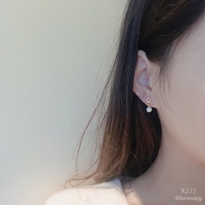 Bông, khuyên tai nữ bạc 925 mạ vàng Vera mặt ngọc trai nhân tạo sang chảnh HARMONY K225