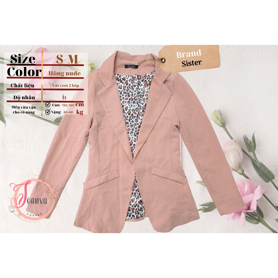 ❣️Joanvu corner❣️ Áo khoác công sở / Vest màu hồng nude, hồng ruốc