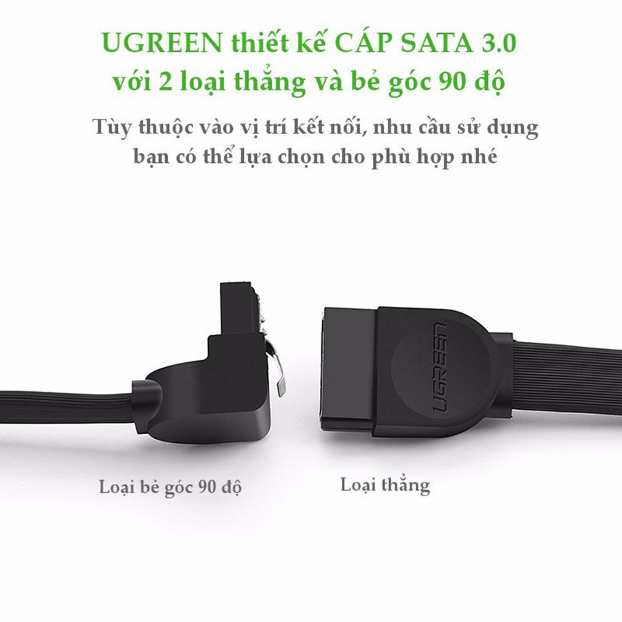 Cáp SATA 3.0 Ugreen 30797 dài 50cm đầu bẻ góc 90 độ - HapuStore