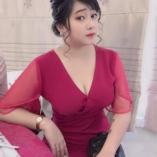 [ Hình thật ] Đầm body xẻ tà big size
