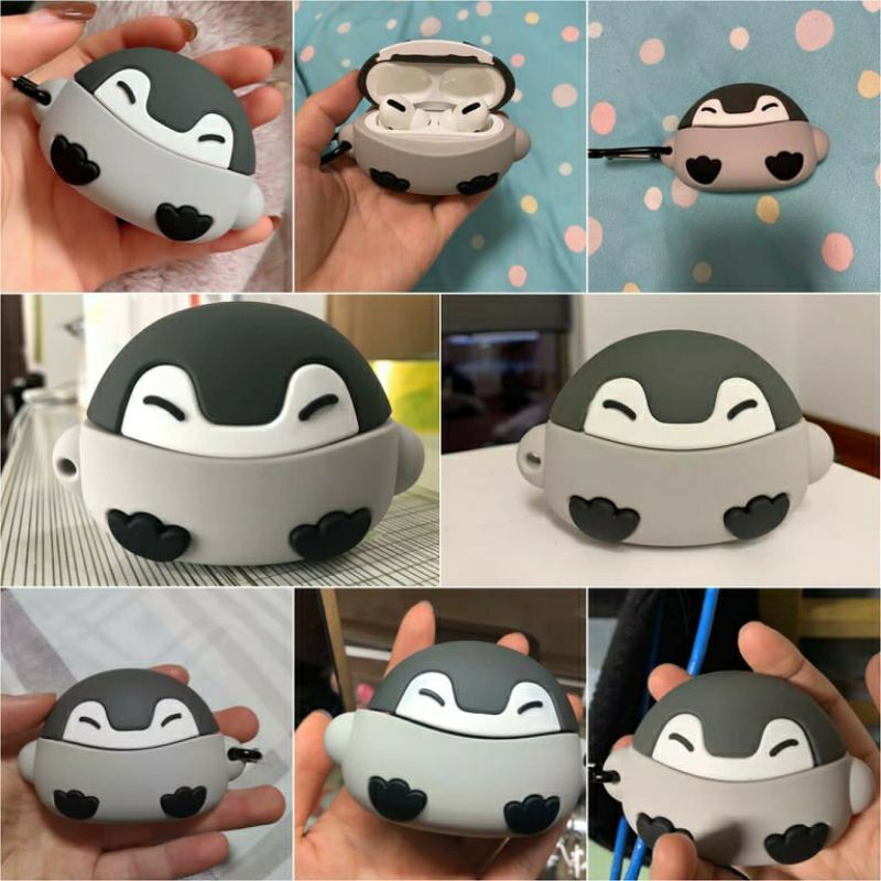 Case bảo vệ Airpods Pro/1/2/ Huawei Freebuds 3 chim cánh cụt bắc cực đen ghi/ hải cẩu/ hải ly