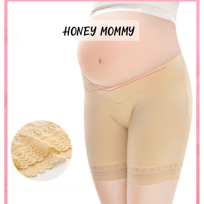 Quần Bầu Mặc Trong Váy Cạp Chéo Chất Cotton Phối Ren Honey Mommy