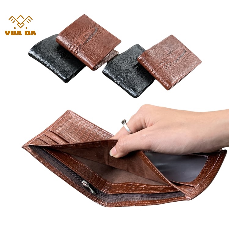 Ví nam da bò thật cao cấp, ví da vân đầu cá bền bỉ phong cách sang trọng, mạnh mẽ
