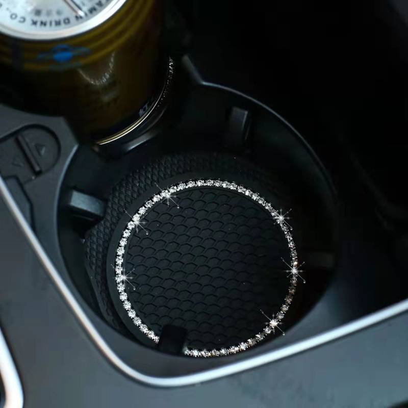 Miếng lót ly bằng silicon hình tròn dập nổi kim cương linh hoạt keo cách nhiệt chống trượt trang trí cho nội thất ô tô
