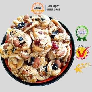 Bánh Mix 4 Loại Hạt Điều, Hạnh Nhân, Nho Khô, Mè Giàu Dinh Dưỡng Hũ 300g - Đồ Ăn Vặt Nhà Làm