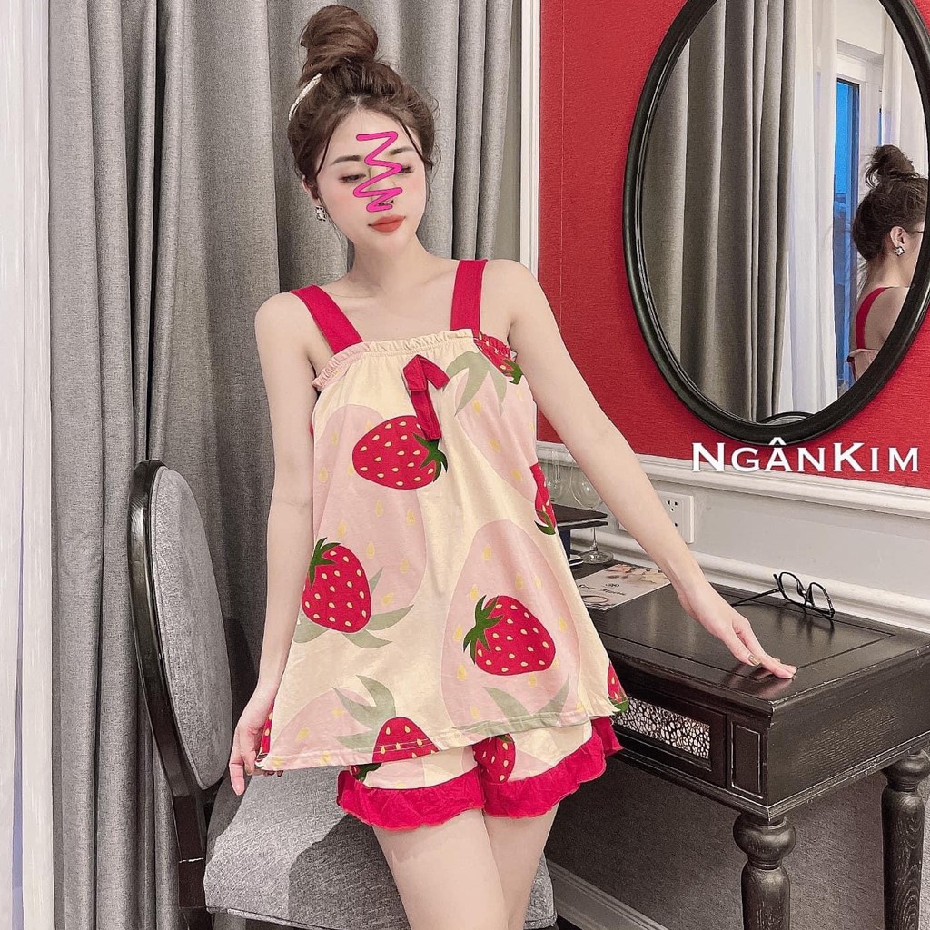 [Mã FAMAYWA giảm 10K đơn 50K] Bộ Ngủ 2 Dây Hoa Quả Siêu Dễ Thương