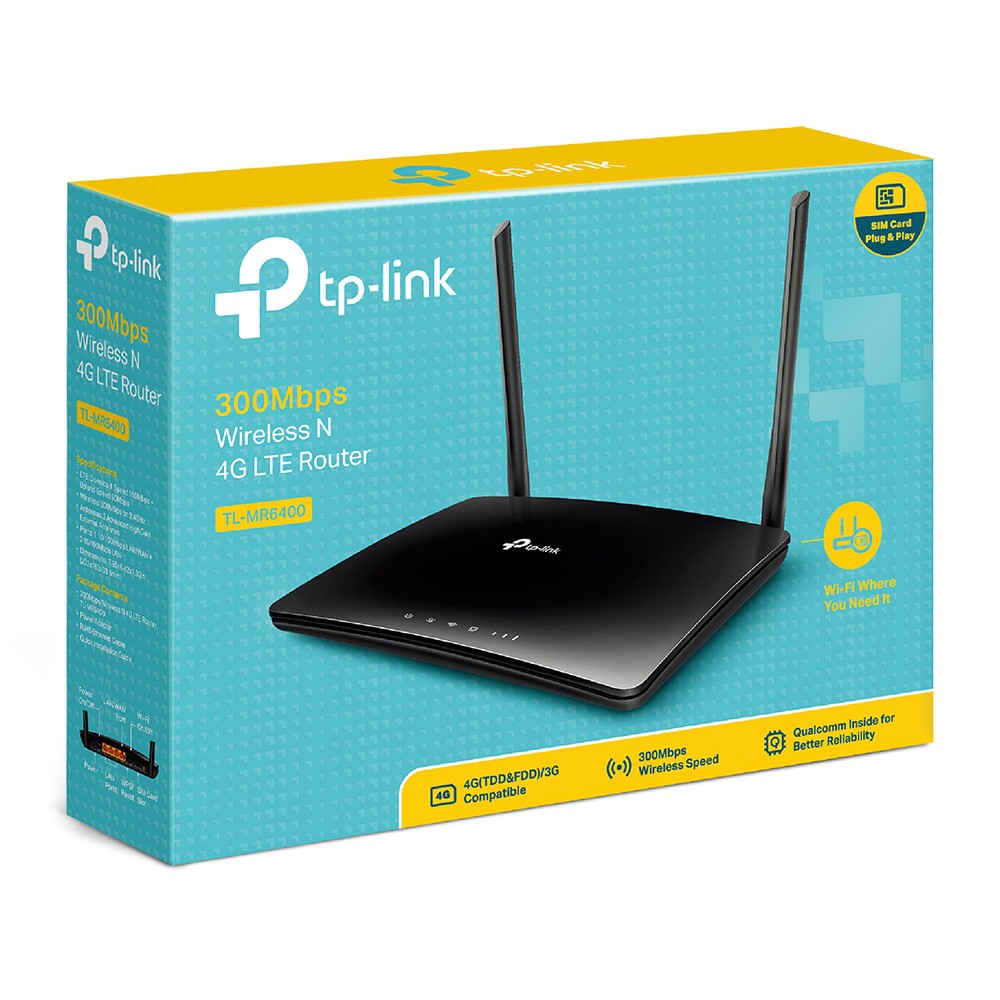 TP-Link 3G/4G LTE N 300Mbps Bộ Phát WiFi -TL-MR6400 - Hàng Chính Hãng