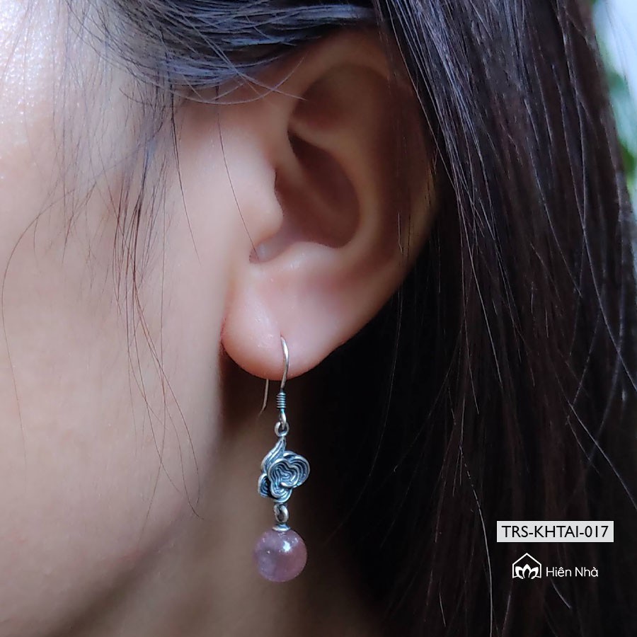 Khuyên tai Bạc S925 - Khuyên tai nữ tính dâu tây - Trang sức Bình An - Hiên Nhà