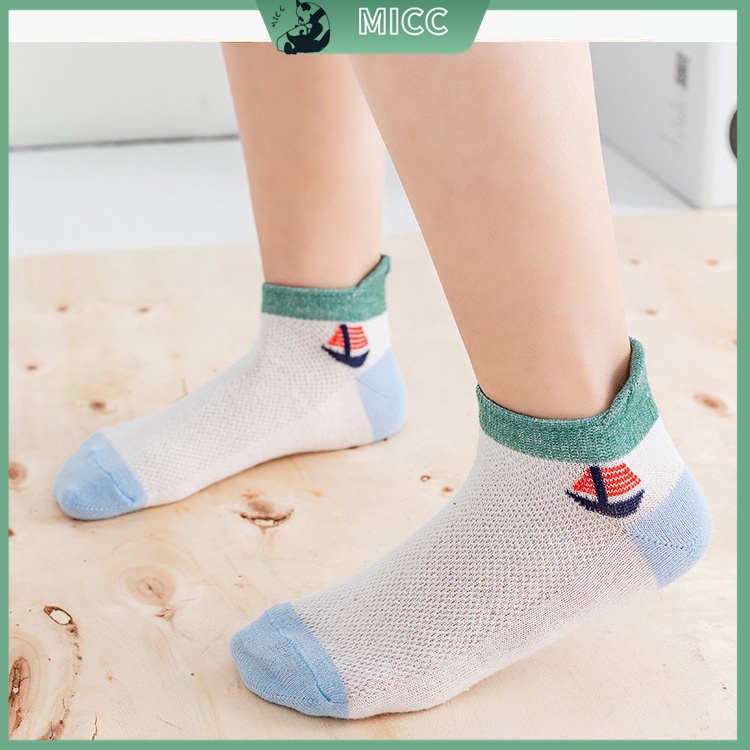 5 đôi vớ cotton màu trơn in họa tiết hoạt hình dễ thương cho bé