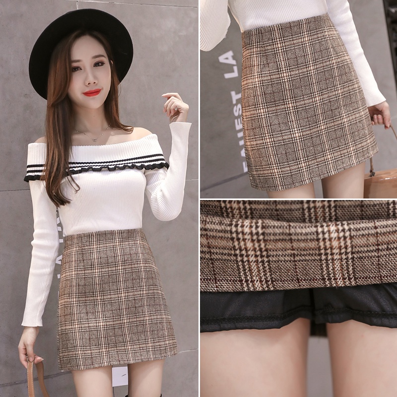 Chân Váy Len Dáng Chữ A Lưng Cao Kẻ Sọc Ca Rô Kiểu Retro Hàn Quốc Thời Trang Mùa Thu 2022 Cho Nữ