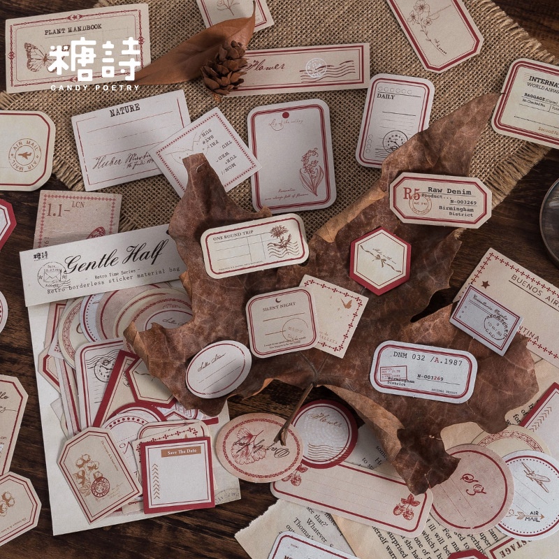 Bộ 50 Miếng Dán Trang Trí Sổ Tay Phong Cách Vintage Độc Đáo Diy