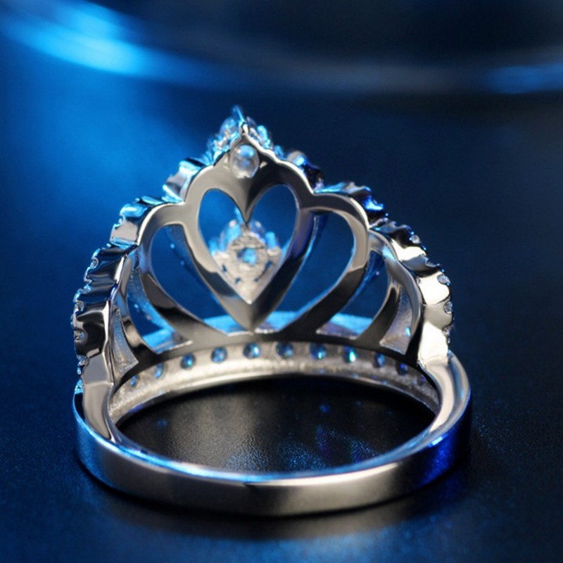 Nhẫn Bạc Nữ - Nhẫn Vương Miện Kim Cương Nhân Tạo Siêu Đẹp Phong Cách Hàn Quốc