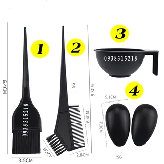 Bộ 4 món phụ kiện nhuộm tóc loại tốt sử dụng tại nhà ( bát nhuộm + lược 2 đầu + chụp tai nhưa + cọ quét nhuộm