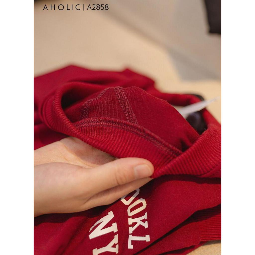 Bộ nỉ da cá 2 màu brooklin đỏ đen Aholic A2858