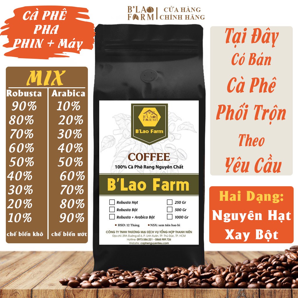 Cà phê Robusta &amp; Arabica Rang Mộc Mix theo yêu cầu - Phối trộn cafe theo sở thích - coffee blend tự chọn