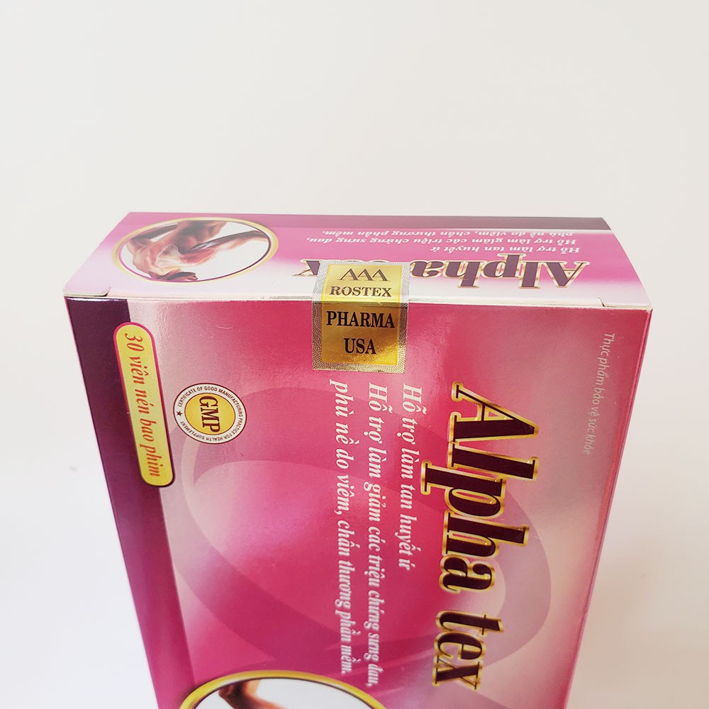 Alpha tex hỗ trợ làm giảm các triệu chứng sưng đau, phù nề do viêm, chấn thương phần mềm hộp 30 viên