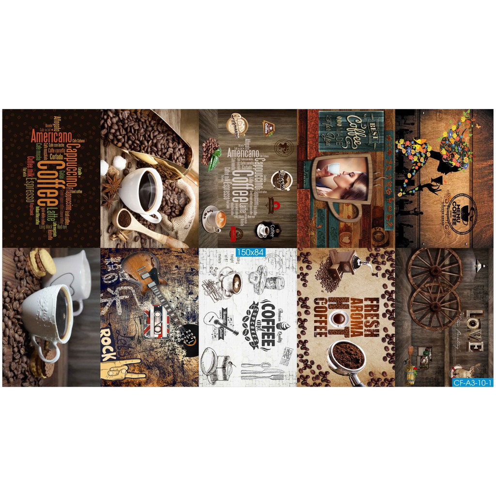 Combo Set 10 tờ Decal dán tường Coffee siêu đẹp
