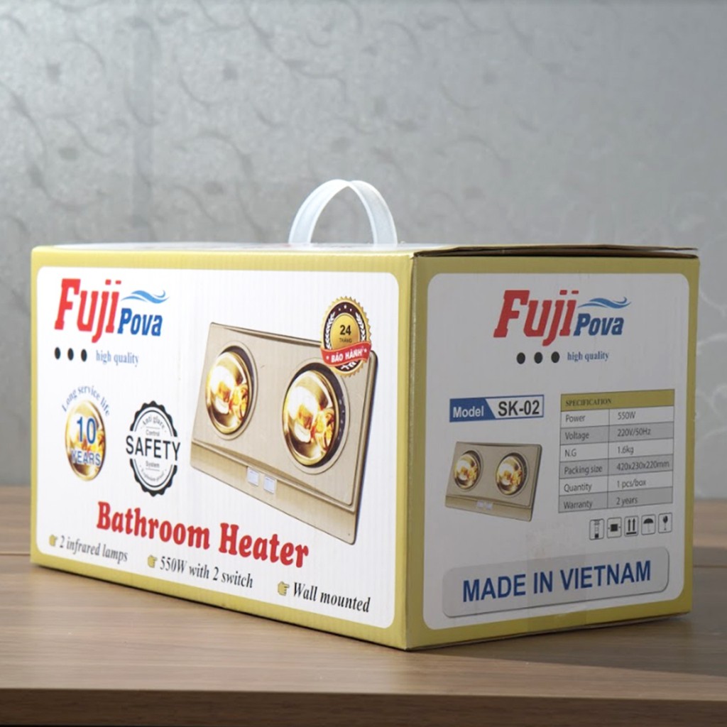 Đèn sưởi nhà tắm Fuji Pova 2 bóng - Chống đột quỵ - Công nghệ Nhật Bản -Tozi Shop