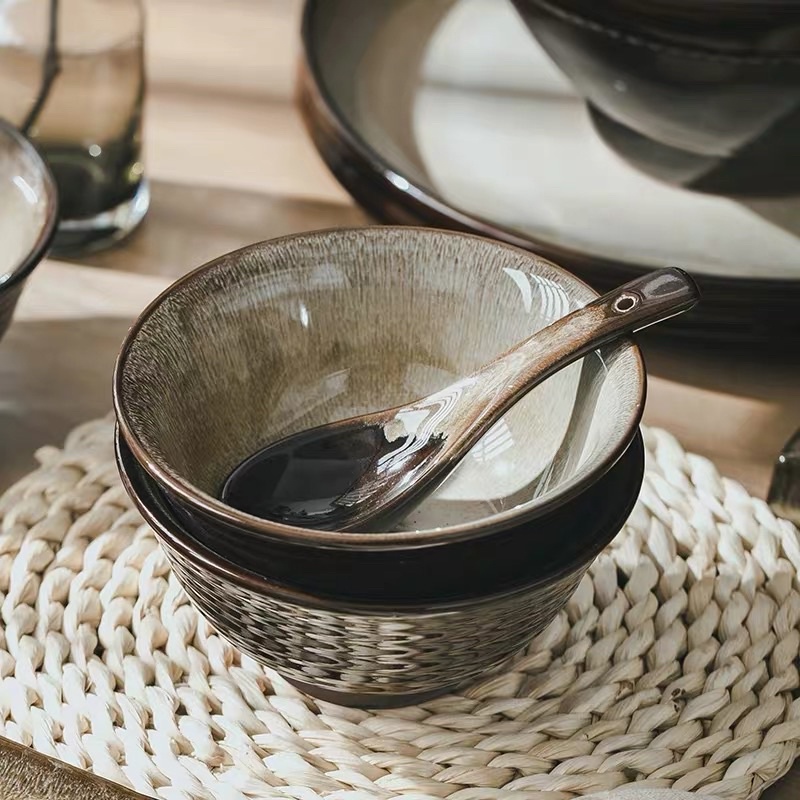 - Bộ bát sứ nâu trầm Nhật Bản cao cấp