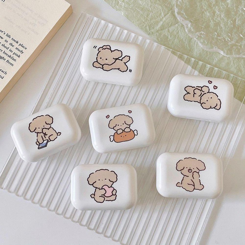Hộp Đựng Kính Áp Tròng Hai Ngăn Kèm Gương Soi Họa Tiết Hoạt Hình Phong Cách Hàn Quốc Cho Cún Cưng