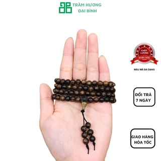 Vòng tay trầm hương 108 hạt cao cấp, Trầm sánh chìm Việt, mùi thơm dịu ngọt, 6/8mm