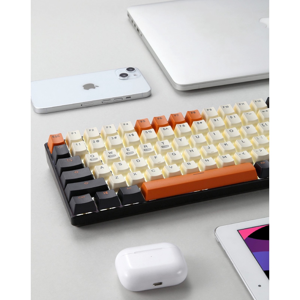 Bàn Phím Cơ Không Dây Bluetooth RF84 Keycap PBT Led RGB Blue Switch Layout 84 Phím Cao cấp Laptop PC Mac Tablet