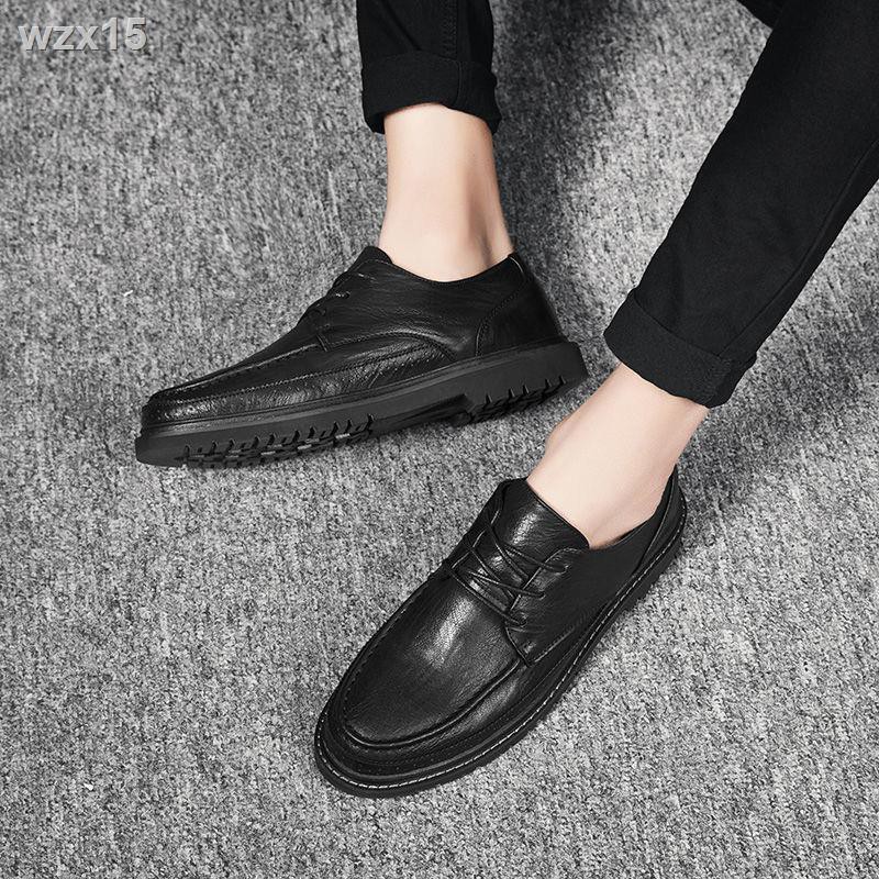 hè xã hội kiểu Anh giày da nhỏ màu đen nam giản dị phong cách hàn quốc trend trăm Mang trẻ trung với hợp thời tran