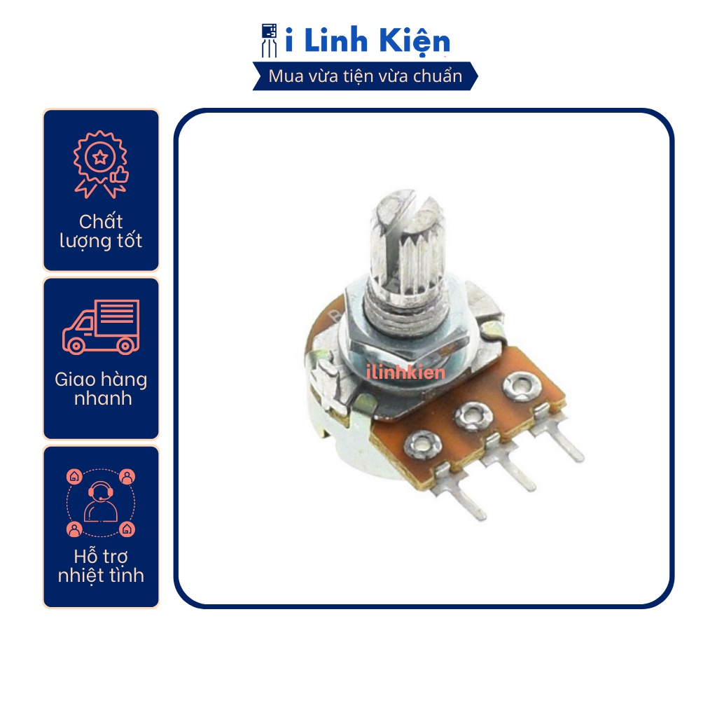 Chiết áp đơn WH148 1K/2K/5K/10K/20K/50K/100K/250K/500K 15mm chất lượng tốt.