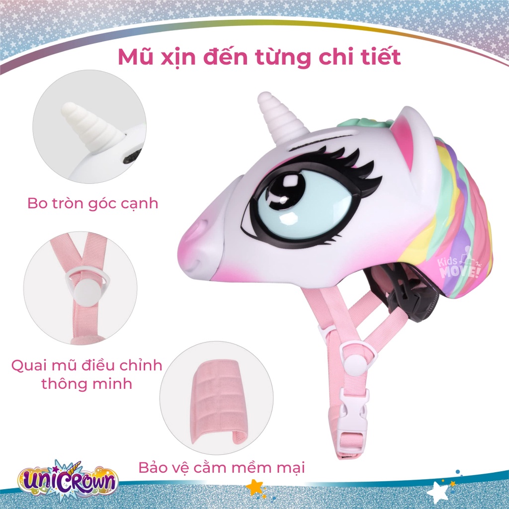 Mũ bảo hiểm hình thú Sunrimoon cho bé 2-8 tuổi siêu nhẹ 220g, có tăng giảm vòng đầu tiêu chuẩn CPSC Hoa Kỳ