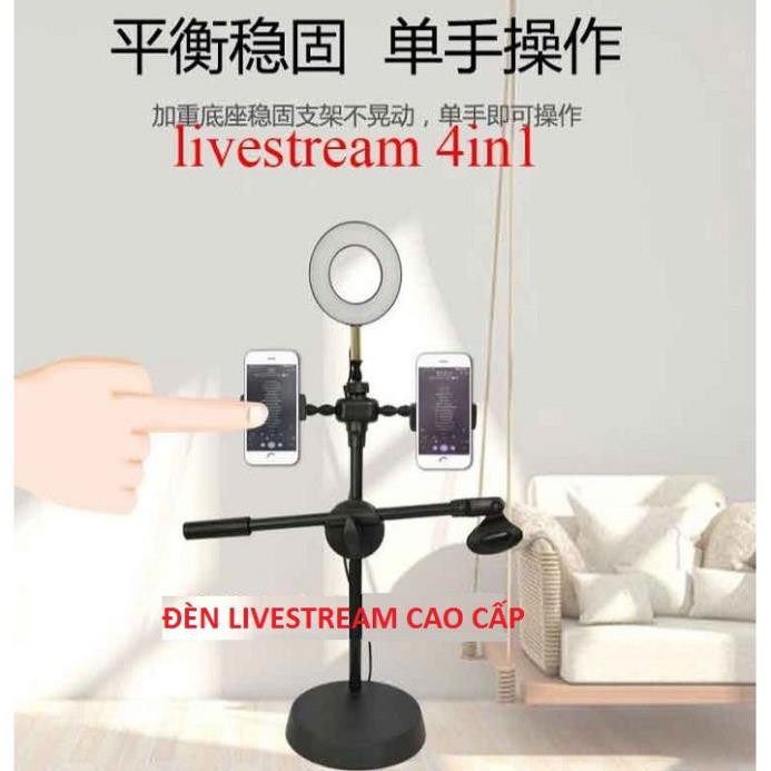 Combo Bộ Đèn 4in1 Và Mic C7 Livestream, Giá Đỡ Đèn Led Thay Đổi 3 Mầu Model 2020