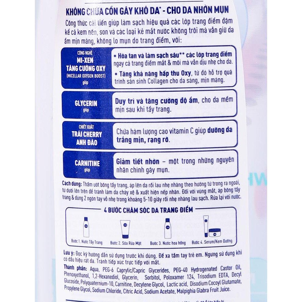 Nước Tẩy Trang Nivea White Oil Control Sáng Da - 200ML