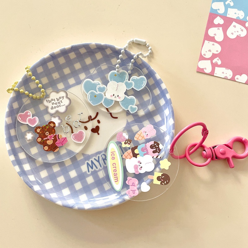 Móc Khóa Acrylic Trong Suốt Họa Tiết Dễ Thương DIY