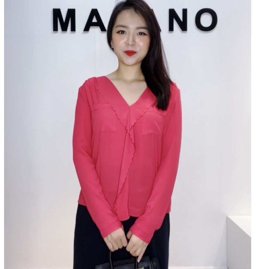 Áo sơ mi hè đỏ hồng tay dài MAZANO MS AS1351 chất Hàn thoáng mát dễ mặc
