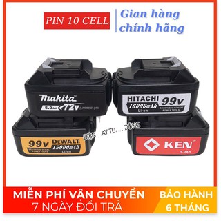 Pin máy siết bulong - Máy khoan 10 cell Dewalt Makita Hitachi Ken