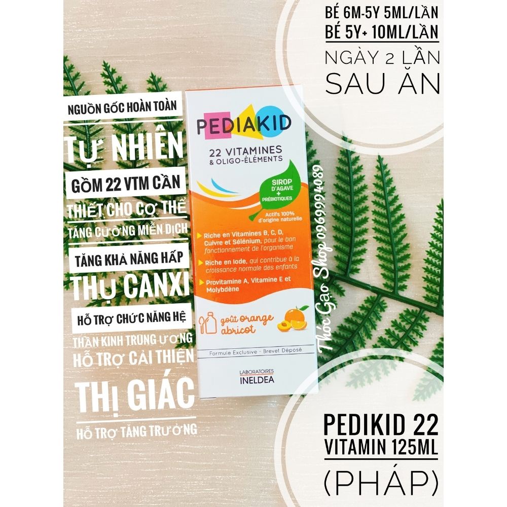 Siro Pediakid 22 vitamines 125ml giúp bổ sung vitamin và các khoáng chất thiết yếu cho cơ thể khoẻ mạnh