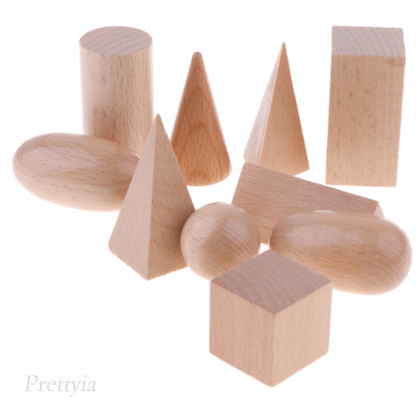 Bộ 10 mô hình hình học bằng gỗ cho bé học theo phương pháp Montessori