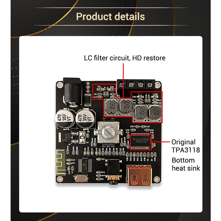 Mô Đun Khuếch Đại Âm Thanh Bluetooth TPA3118 30W+30W ZK-F302