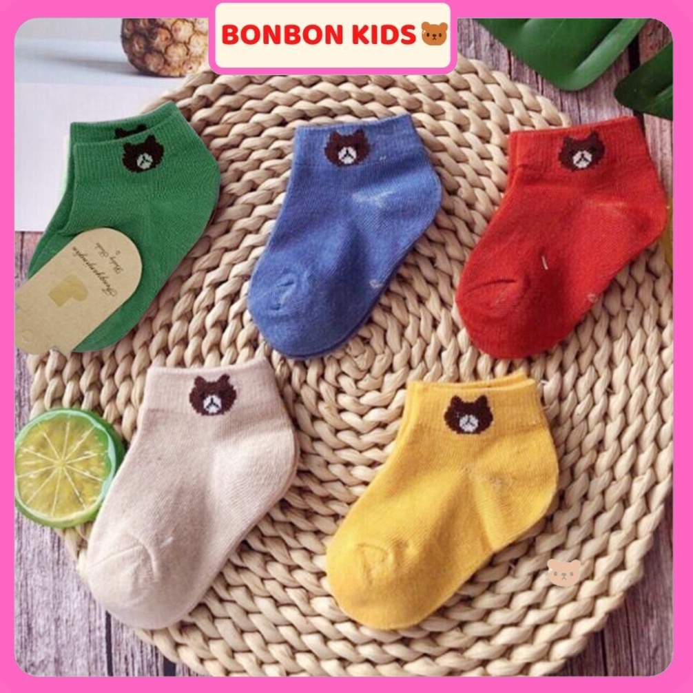 Combo 10 đôi Tất len hình Gấu mềm mịn, co dãn cho bé (0-2 tuổi)  BONBON KIDS