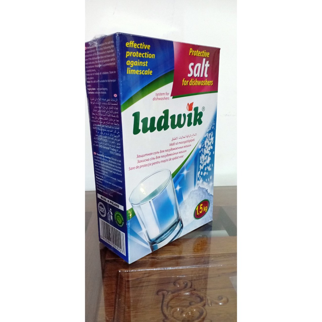 Muối rửa bát Ludwik 1.5kg. Tặng que thử nước cứng