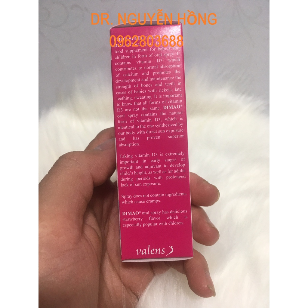 Dimao - Vitamin D3 Dạng Xịt 400IU, Hương Dâu