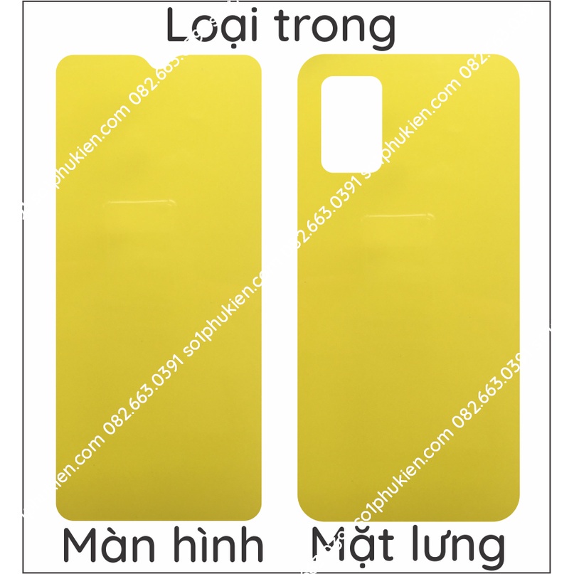 Dán PPF Samsung A03s loại nhám, trong, da cá sấu dành cho màn hình, mặt lưng, full body lưng viền