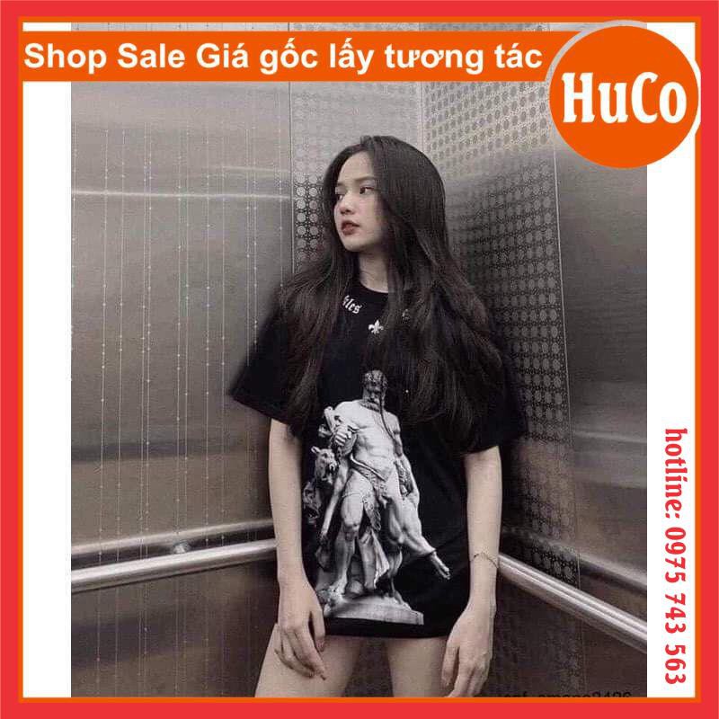 ÁO THUN hè tay lỡ bức tượng Mikenco chất cotton mềm mịn,form rộng chuẩn ảnh unisex freesize nam nữ mặc đôi